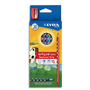 LYRA GROOVE LYRA Etui de 12 crayons de couleur ergonomiques triangulaires Groove Slim, couleurs assorties