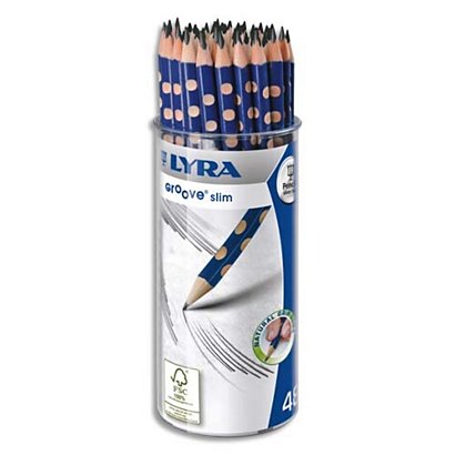 LYRA GROOVE LYRA Pot de 48 crayons graphite triangulaires Groove Slim avec grip zone gauchers et droitiers mine HB