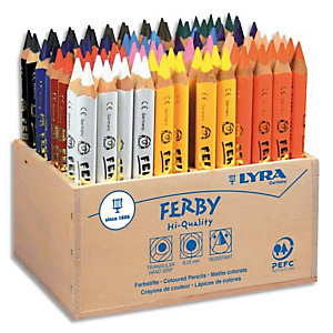 LYRA GROOVE LYRA Présentoir en bois contenant 96 crayons de couleur triangulaires mine 6,25 mm Ferby assortis