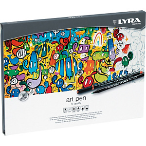 LYRA Hi-Quality Art Pen Pennarello, Punta fine, Fusto nero, Inchiostro in colori assortiti (confezione 20 pezzi) LYRA Hi-Quality Art Pen Pennarello, Punta fine, Fusto nero, Inchiostro in colori assortiti (confezione 20 pezzi)