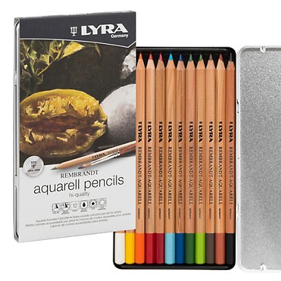 LYRA Pastelli Aquarell Rembrandt - 3,7 mm - colori assortiti  - astuccio metallo 12 pezzi - 1