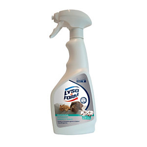 Lysoform Deodorante per ambienti e tessuti, ideale per gli ambienti frequentati dagli animali, Fragranza Fiori di Cotone, Flacone spray 600 ml