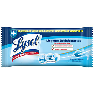 LYSOL Lingettes désinfectantes biodégradables multi-usages - Fraîcheur Marine - sachet de 80 LYSOL Lingettes désinfectantes biodégradables multi-usages - Fraîcheur Marine - sachet de 80