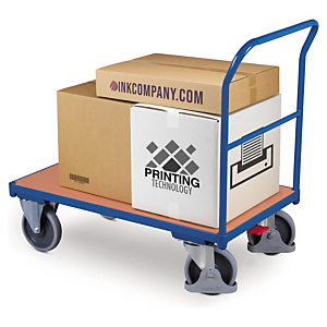 Magazinwagen mit Holzboden und zentraler Bremse Magazinwagen mit Holzboden und zentraler Bremse