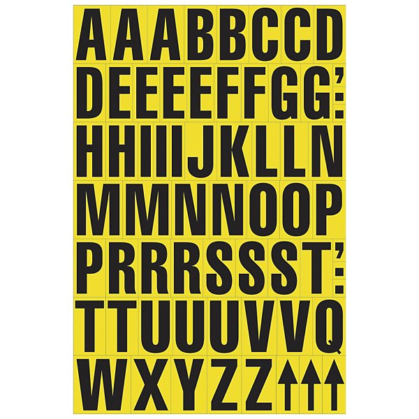 Magnetic mixed letters, yellow, 43mm high - 2