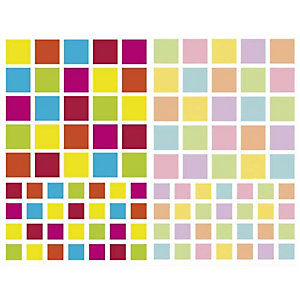 MAILDOR Sachet de 4 planches 10,5x16cm, 212 gommettes Initial carré couleurs vif/pastel assorties