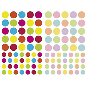 MAILDOR Sachet de 4 planches 10,5x16cm, 232 gommettes Initial rondes couleurs vif/pastel assorties MAILDOR Sachet de 4 planches 10,5x16cm, 232 gommettes Initial rondes couleurs vif/pastel assorties