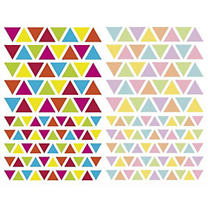 MAILDOR Sachet de 4 planches 10,5x16cm, 380 gommettes Initial triangle couleurs vif/pastel assorties
