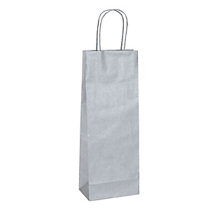 MAINETTI BAGS Portabottiglie BARBERA - maniglie cordino - 14 x 9 x 38 cm - carta biokraft - argento - conf. 20 pezzi MAINETTI BAGS Portabottiglie BARBERA - maniglie cordino - 14 x 9 x 38 cm - carta biokraft - argento - conf. 20 pezzi
