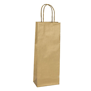 MAINETTI BAGS Portabottiglie BARBERA - maniglie cordino - 14 x 9 x 38 cm - carta biokraft - oro  - conf. 20 pezzi