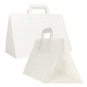 MAINETTI BAGS Shopper Flat XLarge - 32 x 22 x 24 cm - carta kraft - bianco  - conf. 200 pezzi