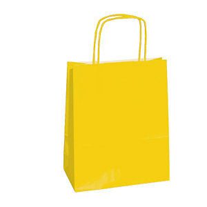 mainetti bags shopper in carta - maniglie cordino - 26 x 11 x 34,5cm - giallo - conf. 25 sacchetti