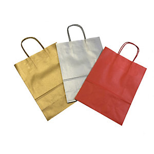 mainetti bags shopper in carta - maniglie cordino - colori assortiti natalizi - 22 x 10 x 29cm - conf. 25 shoppers