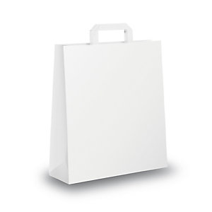 MAINETTI BAGS Shopper - maniglia piattina - 22 x 10 x 29 cm -  carta kraft - bianco  - conf. 25 pezzi