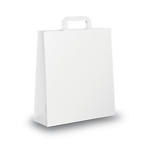 MAINETTI BAGS Shopper - maniglia piattina - 22 x 10 x 29 cm - carta kraft - bianco - conf. 25 pezzi MAINETTI BAGS Shopper - maniglia piattina - 22 x 10 x 29 cm - carta kraft - bianco - conf. 25 pezzi