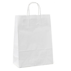 MAINETTI BAGS Shopper - maniglie cordino - 14 x 9 x 20 cm - carta kraft - bianco  - conf. 25 pezzi