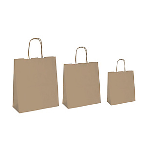 MAINETTI BAGS Shopper - maniglie cordino - 22 x 10 x 29 cm - carta biokraft - avana  - conf. 25 pezzi
