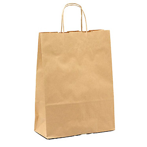 MAINETTI BAGS Shopper - maniglie cordino - 26 x 11 x 35 cm - carta biokraft - avana  - conf. 25 pezzi