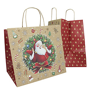 MAINETTI BAGS Shopper - maniglie cordino - 35 x 22 x 32 cm - carta biokraft - Big Santa - conf. 15 pezzi MAINETTI BAGS Shopper - maniglie cordino - 35 x 22 x 32 cm - carta biokraft - Big Santa - conf. 15 pezzi