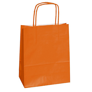 MAINETTI BAGS Shopper Twisted - maniglie cordino - 14 x 9 x 20 cm - carta kraft - arancio  - conf. 25 pezzi