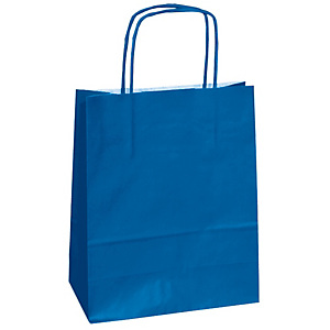 MAINETTI BAGS Shopper Twisted - maniglie cordino - 14 x 9 x 20 cm - carta kraft - blu - conf. 25 pezzi MAINETTI BAGS Shopper Twisted - maniglie cordino - 14 x 9 x 20 cm - carta kraft - blu - conf. 25 pezzi