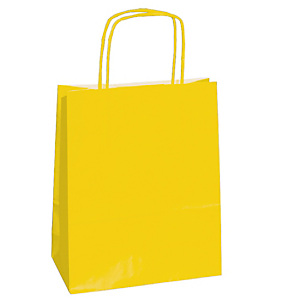 MAINETTI BAGS Shopper Twisted - maniglie cordino - 14 x 9 x 20 cm - carta kraft - giallo  - conf. 25 pezzi