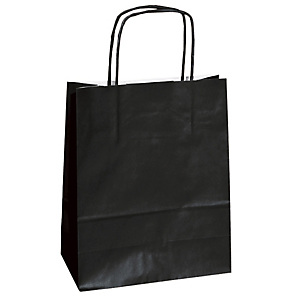 MAINETTI BAGS Shopper Twisted - maniglie cordino - 14 x 9 x 20 cm - carta kraft - nero  - conf. 25 pezzi