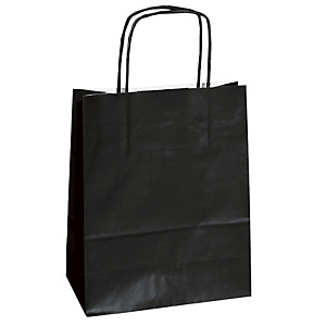 MAINETTI BAGS Shopper Twisted - maniglie cordino - 14 x 9 x 20 cm - carta kraft - nero - conf. 25 pezzi MAINETTI BAGS Shopper Twisted - maniglie cordino - 14 x 9 x 20 cm - carta kraft - nero - conf. 25 pezzi