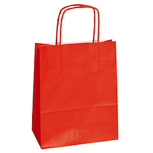 MAINETTI BAGS Shopper Twisted - maniglie cordino - 14 x 9 x 20 cm - carta kraft - rosso  - conf. 25 pezzi