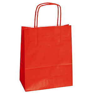 MAINETTI BAGS Shopper Twisted - maniglie cordino - 14 x 9 x 20 cm - carta kraft - rosso - conf. 25 pezzi MAINETTI BAGS Shopper Twisted - maniglie cordino - 14 x 9 x 20 cm - carta kraft - rosso - conf. 25 pezzi