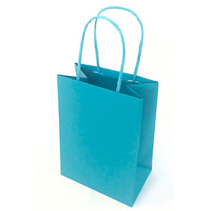 MAINETTI BAGS Shopper Twisted - maniglie cordino - 14  x 9 x 20 cm - carta kraft - turchese  - conf. 25 pezzi