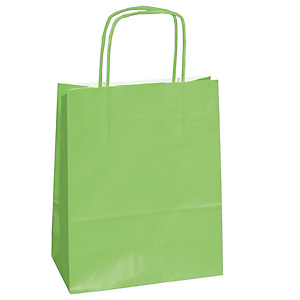 MAINETTI BAGS Shopper Twisted - maniglie cordino - 14 x 9 x 20 cm - carta kraft - verde mela  - conf. 25 pezzi