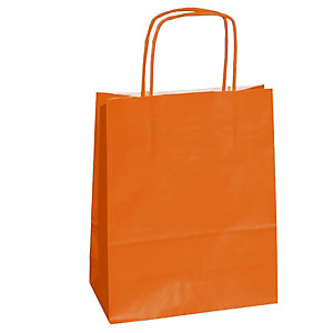 MAINETTI BAGS Shopper Twisted - maniglie cordino - 18 x 8 x 24 cm - carta kraft - arancio  - conf. 25 pezzi