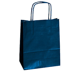 MAINETTI BAGS Shopper Twisted - maniglie cordino - 18 x 8 x 24 cm - carta kraft - blu  - conf. 25 pezzi