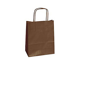 MAINETTI BAGS Shopper Twisted - maniglie cordino - 18  x 8 x 24 cm - carta kraft - marrone  - conf. 25 pezzi