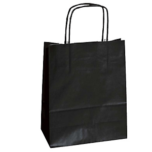 MAINETTI BAGS Shopper Twisted - maniglie cordino - 18 x 8 x 24 cm - carta kraft - nero  - conf. 25 pezzi