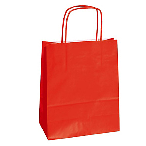 MAINETTI BAGS Shopper Twisted - maniglie cordino - 18 x 8 x 24 cm - carta kraft - rosso  - conf. 25 pezzi
