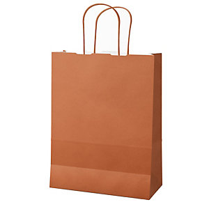 MAINETTI BAGS Shopper Twisted - maniglie cordino - 18 x 8 x 24 cm - carta kraft - terracotta  - conf. 25 pezzi