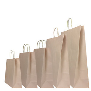 MAINETTI BAGS Shopper Twisted - maniglie cordino - 22 x 10 x 29 cm - carta kraft - sabbia  - conf. 25 pezzi