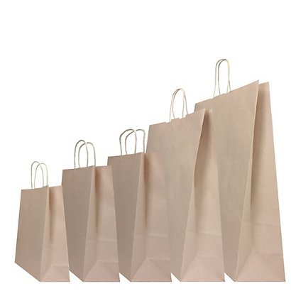MAINETTI BAGS Shopper Twisted - maniglie cordino - 22 x 10 x 29 cm - carta kraft - sabbia  - conf. 25 pezzi - 1