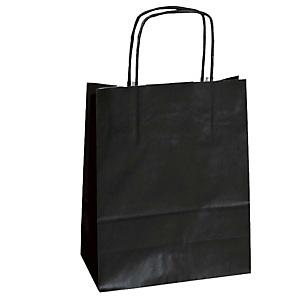 MAINETTI BAGS Shopper Twisted - maniglie cordino - 26 x 11 x 34,5 cm - carta kraft - nero - conf. 25 pezzi MAINETTI BAGS Shopper Twisted - maniglie cordino - 26 x 11 x 34,5 cm - carta kraft - nero - conf. 25 pezzi