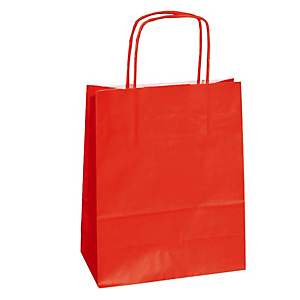 MAINETTI BAGS Shopper Twisted - maniglie cordino - 26 x 11 x 34,5 cm - carta kraft - rosso - conf. 25 pezzi MAINETTI BAGS Shopper Twisted - maniglie cordino - 26 x 11 x 34,5 cm - carta kraft - rosso - conf. 25 pezzi
