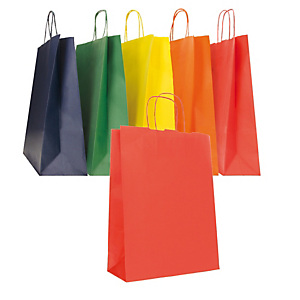 MAINETTI BAGS Shopper Twisted - maniglie cordino - 36 x 12 x 41 cm - carta biokraft - colori assortiti autunno/inverno - conf. 25 pezzi MAINETTI BAGS Shopper Twisted - maniglie cordino - 36 x 12 x 41 cm - carta biokraft - colori assortiti autunno/inverno - conf. 25 pezzi