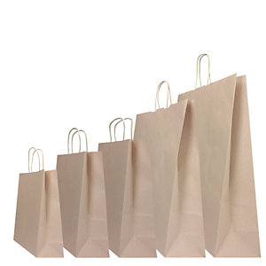 MAINETTI BAGS Shopper Twisted - maniglie cordino - 36 x 12 x 41 cm - carta kraft - sabbia  - conf. 25 pezzi