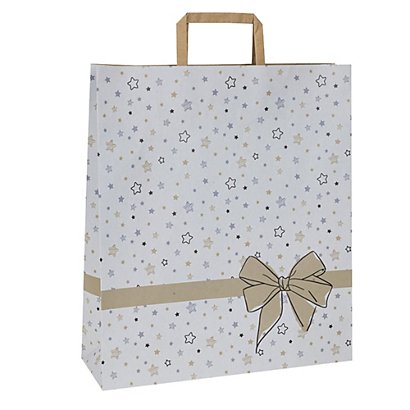 MAINETTI BAGS Shoppers - maniglie piattina - 36 x 12 x 41 cm - carta kraft - stars bianco  - conf. 25 pezzi - 1