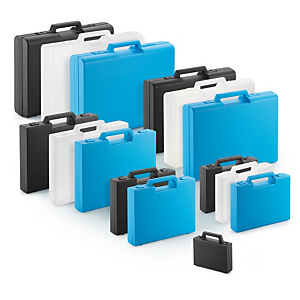 Mallette plastique de couleur à poignée sortante