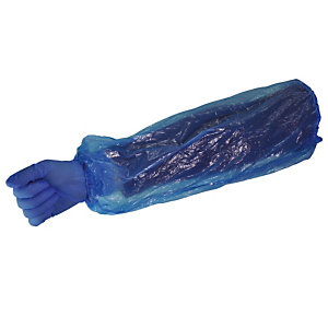 Manchettes de protection bleues contact alimentaire, taille unique, lot de 100