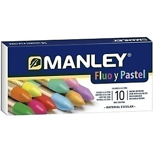 MANLEY Ceras, Fluo y Pastel, estuche de 10, colores surtidos