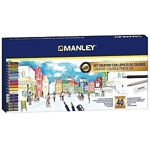 MANLEY Lápices de colores, set creativo de 40 (24x lápiz color, 8x lápiz color metálico, 6x lápiz grafito, 1x goma, 1x sacapuntas) MANLEY Lápices de colores, set creativo de 40 (24x lápiz color, 8x lápiz color metálico, 6x lápiz grafito, 1x goma, 1x sacapuntas)