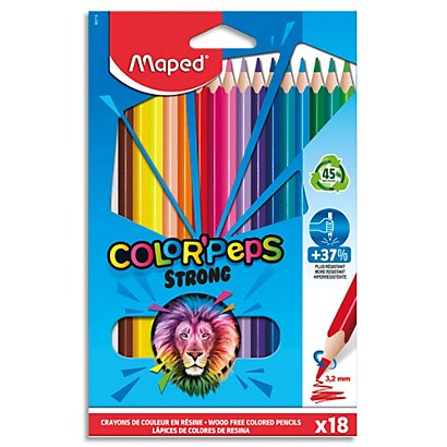 MAPED 18 crayons de couleur COLOR'PEPS ''STRONG'' GREEN mine résistante en pochette carton